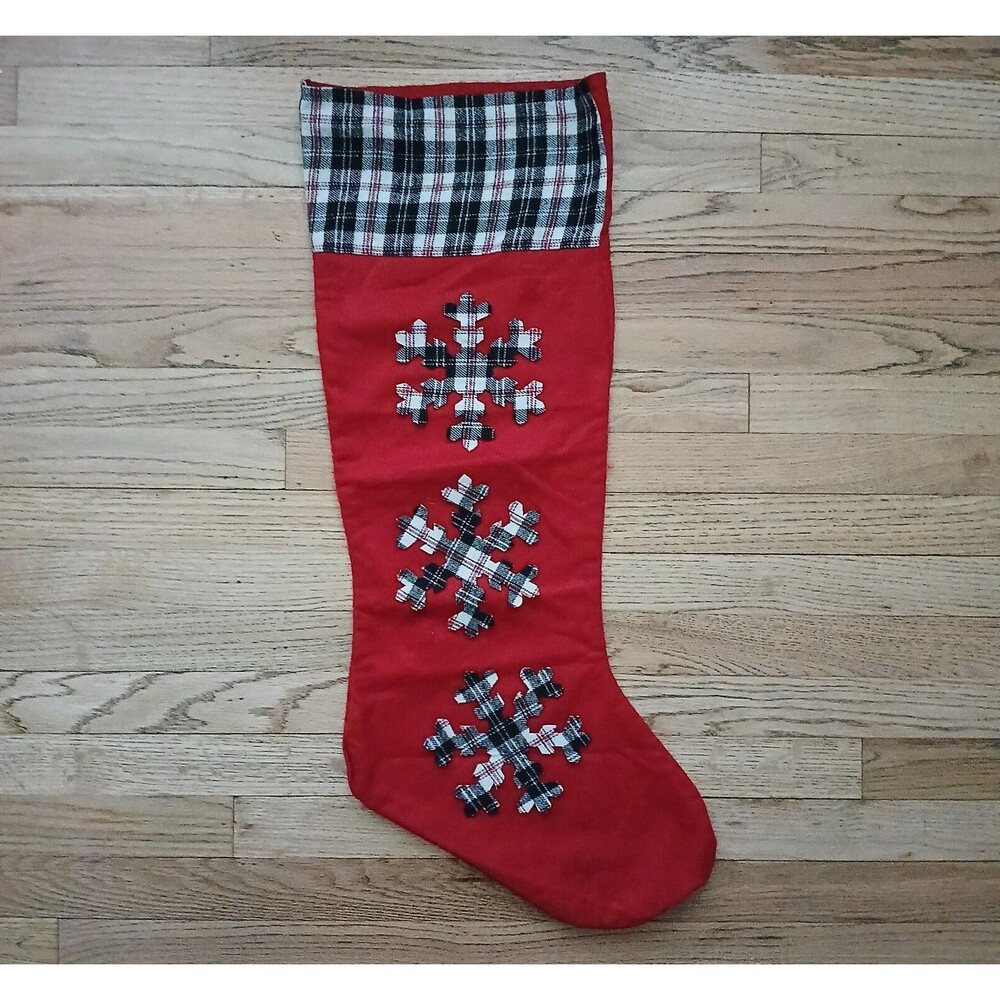 LARGE 32" Hanging Christmas Stocking Patchwork Holiday Decoration Lightweight - Picture 2 of 4